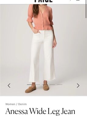 PAIGE Anessa Wide Leg Jean in White (size 24)